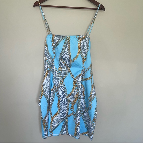 Show Me Your Mumu Amara Mini Dress in Zebra Chain Print XL NEW! 100% Cotton - Picture 5 of 10